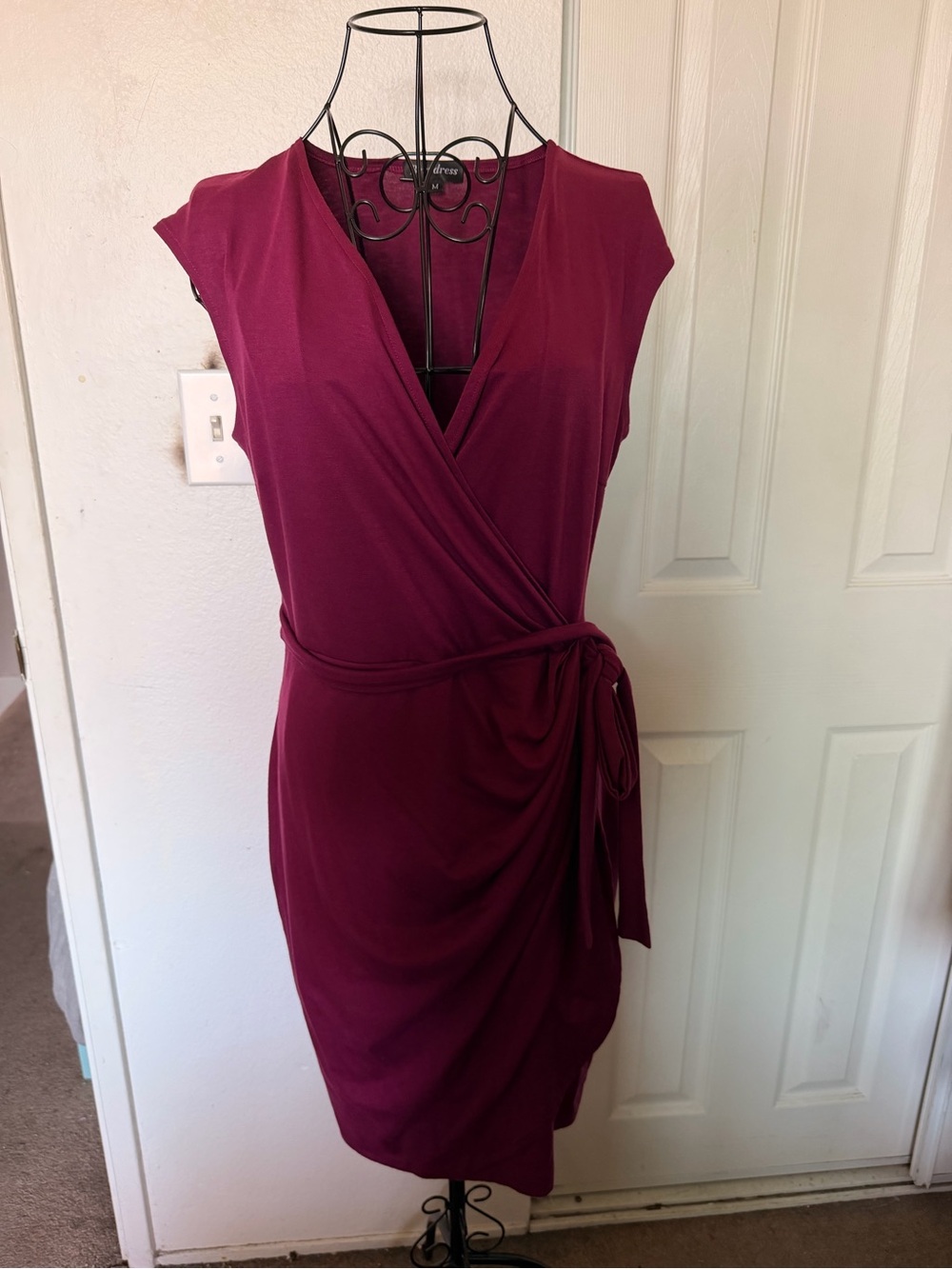 Sleeveless Wrap Dress in Wine - Unknown Brand